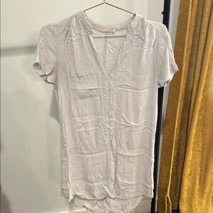 Lush Gray Fitted Blouse with Mandarin Collar